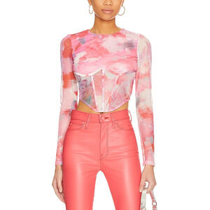 Bardot 'Lena' Pink Mesh Corset Top Size XS - NWT